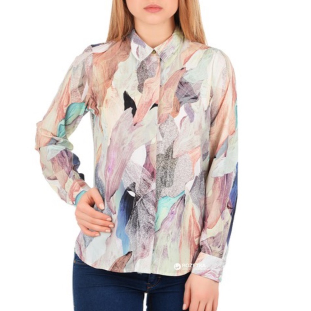 Rare H&M Artsy Painting Print Button Down Blouse